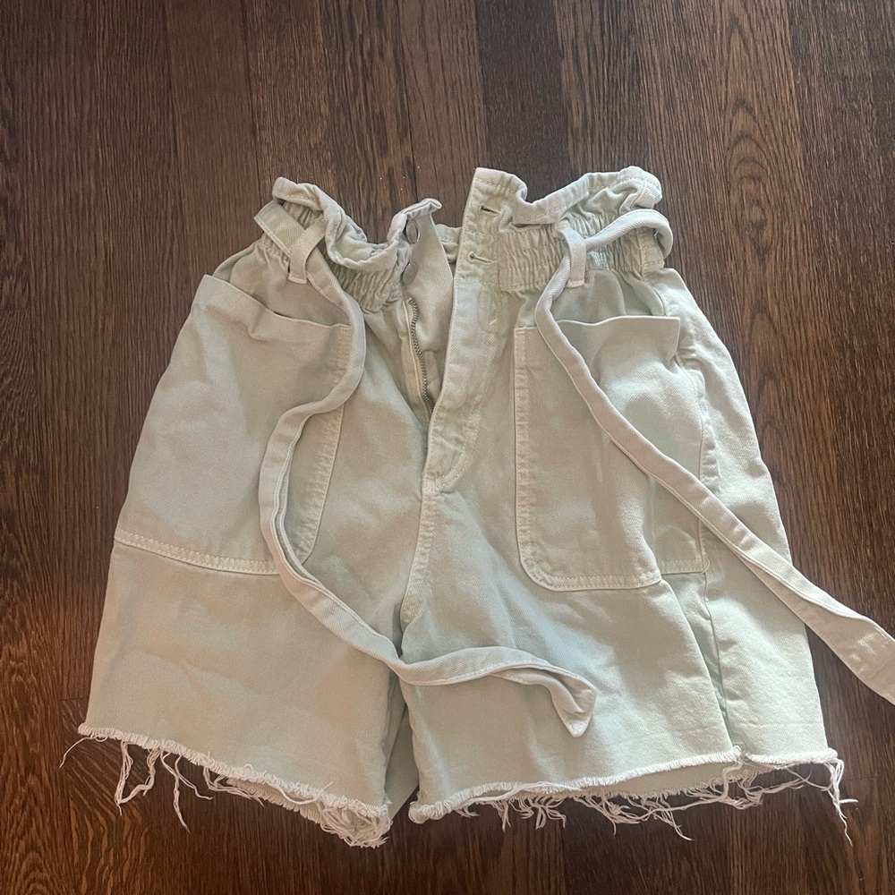 Light Mint Green Zara Highwaisted Shorts